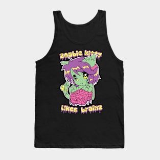 Zombie Kitteh Likes Brainz Tank Top